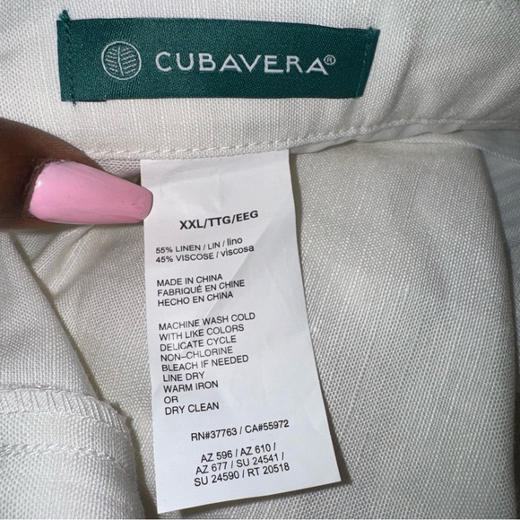 Cubavera Linen Blend Drawstring Pants Mens XXL 44-46 Ivory Straight Leg Pockets - Picture 6 of 7